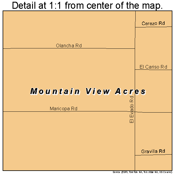 Mountain View Acres, California road map detail