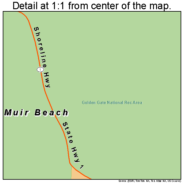Muir Beach, California road map detail