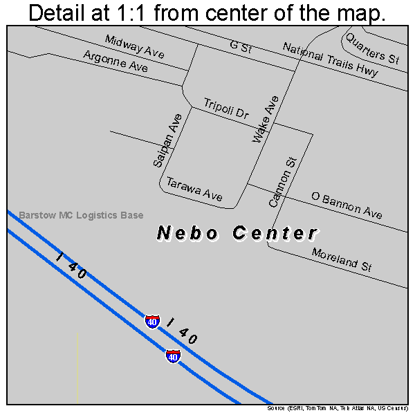 Nebo Center, California road map detail
