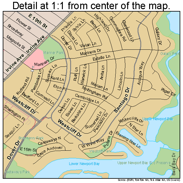 Newport Beach, California road map detail