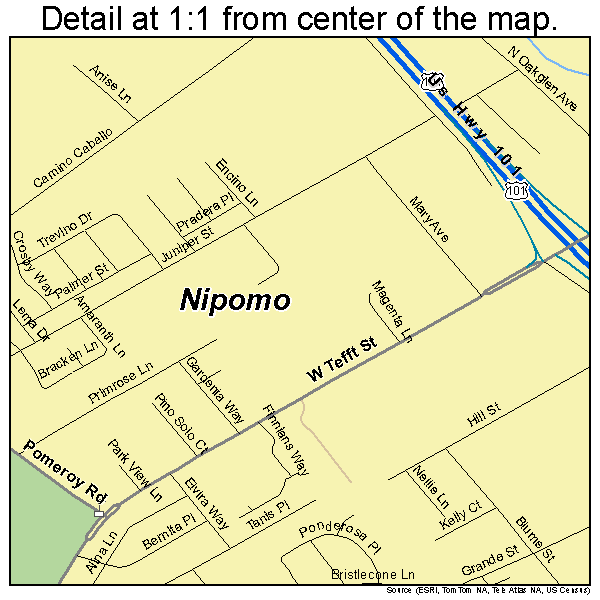 Nipomo, California road map detail