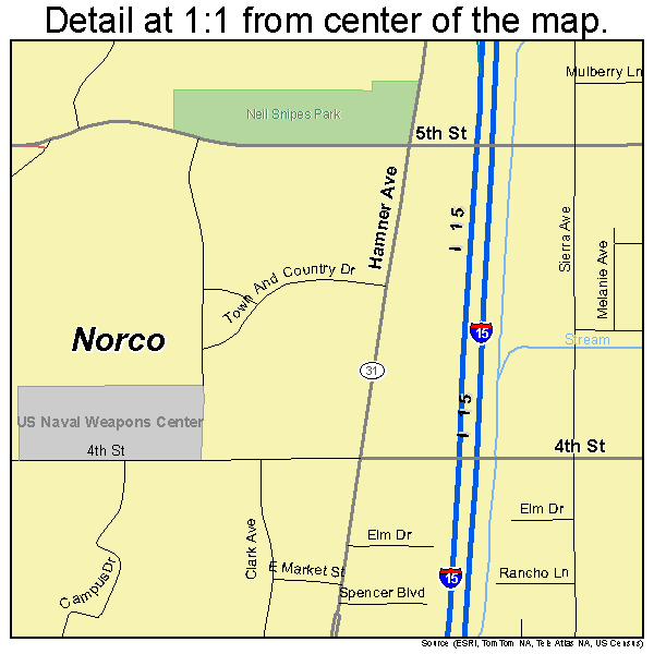 Norco, California road map detail