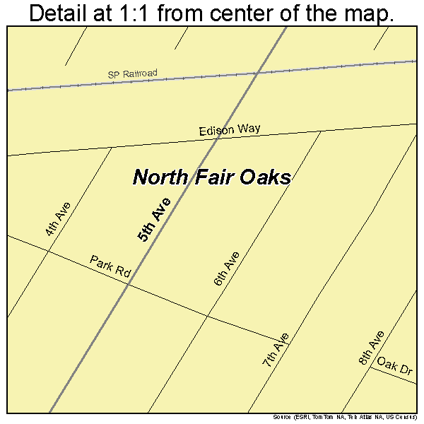 North Fair Oaks, California road map detail