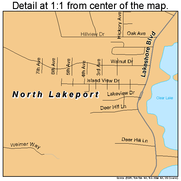 North Lakeport, California road map detail