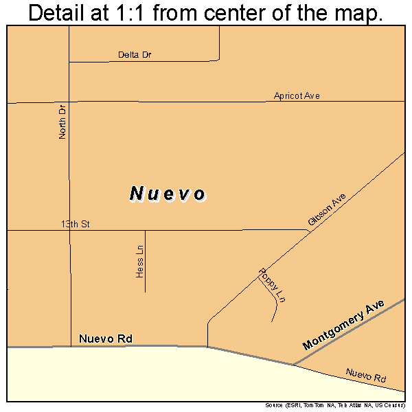 Nuevo, California road map detail