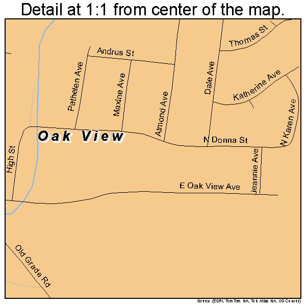 Oak View, California road map detail