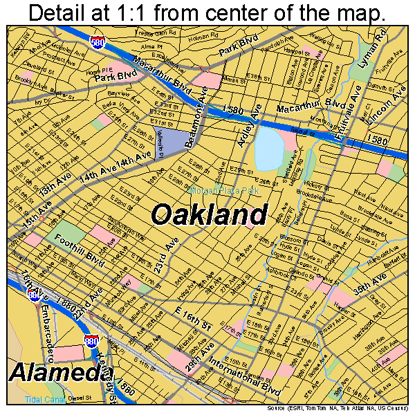 Oakland, California road map detail