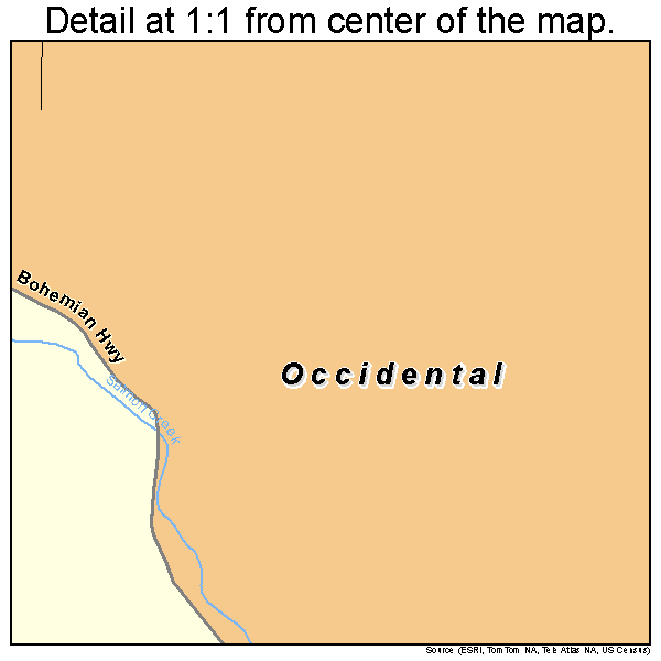 Occidental, California road map detail