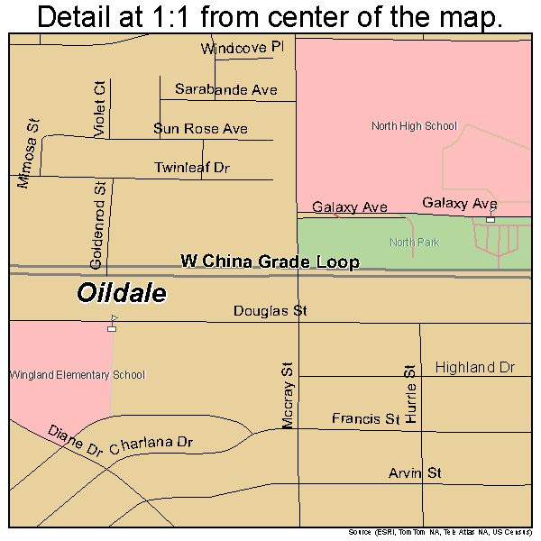 Oildale, California road map detail