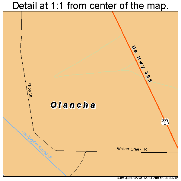 Olancha, California road map detail