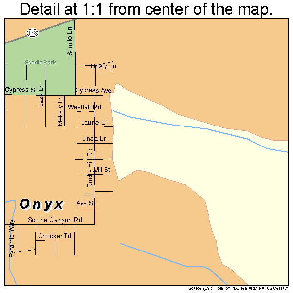 Onyx, California road map detail