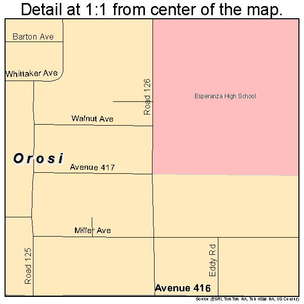 Orosi, California road map detail