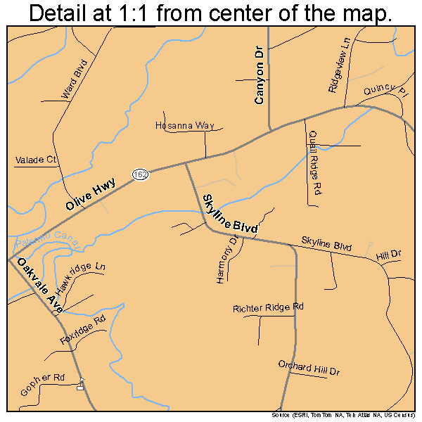 Oroville East, California road map detail