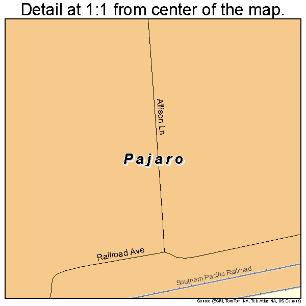 Pajaro, California road map detail