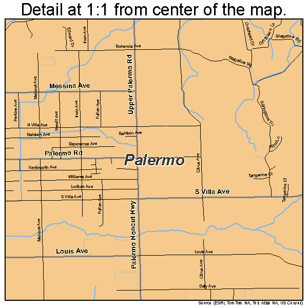 Palermo, California road map detail