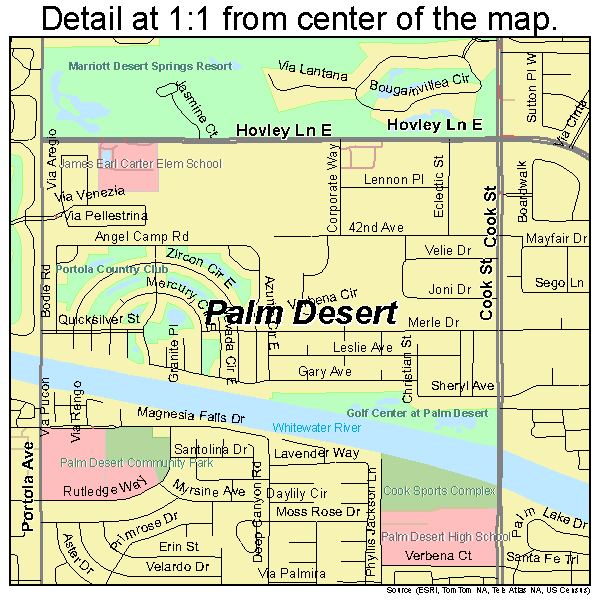 Palm Desert, California road map detail
