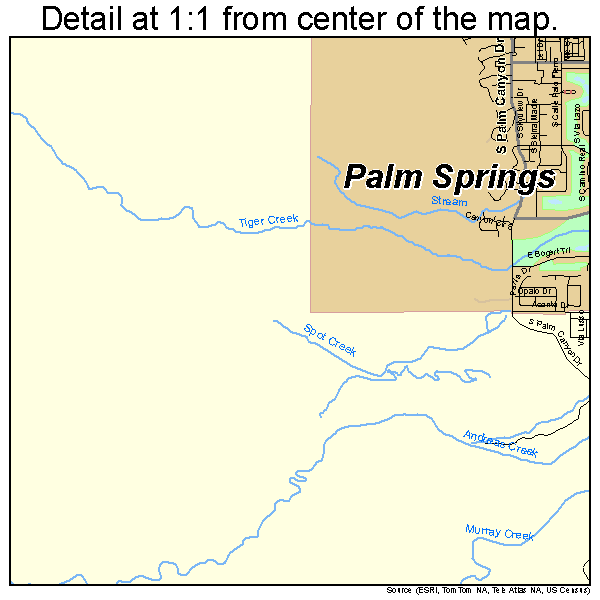 Palm Springs, California road map detail