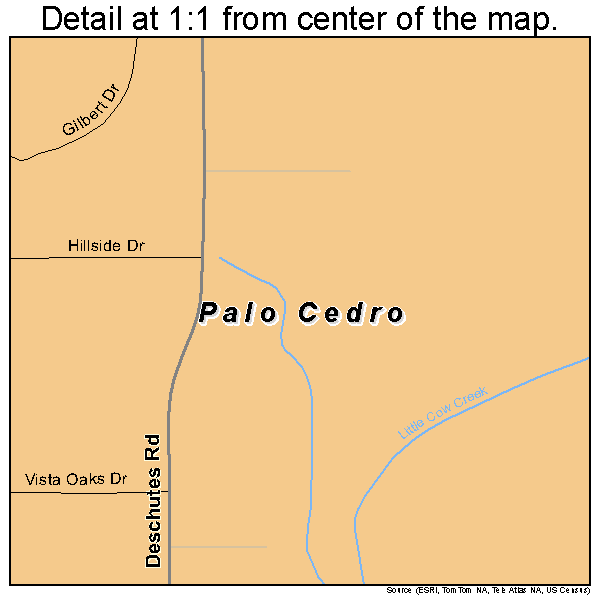 Palo Cedro, California road map detail