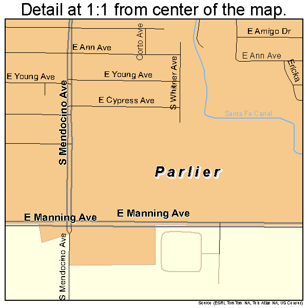 Parlier, California road map detail