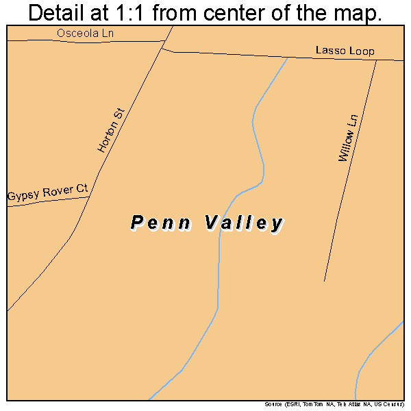 Penn Valley, California road map detail