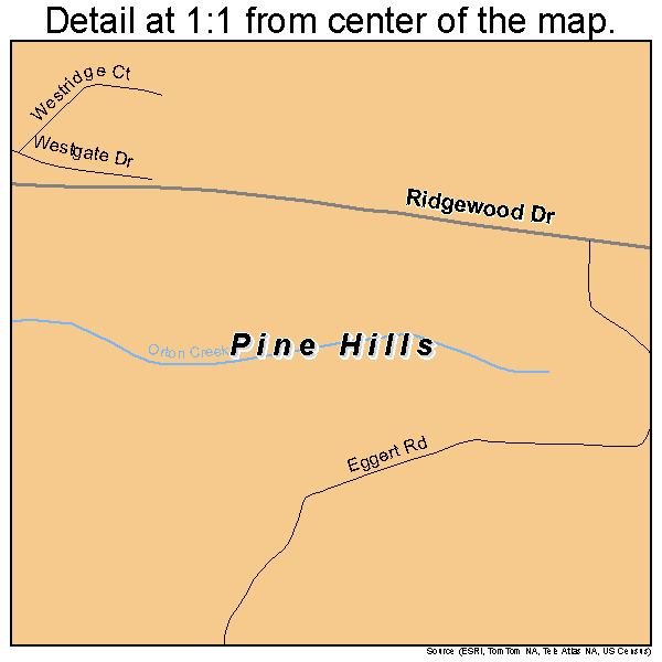 Pine Hills, California road map detail