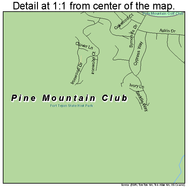 Pine Mountain Club, California road map detail