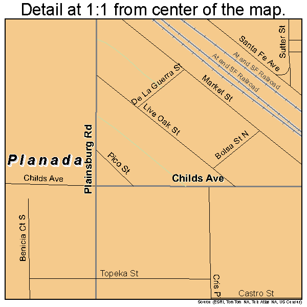 Planada, California road map detail