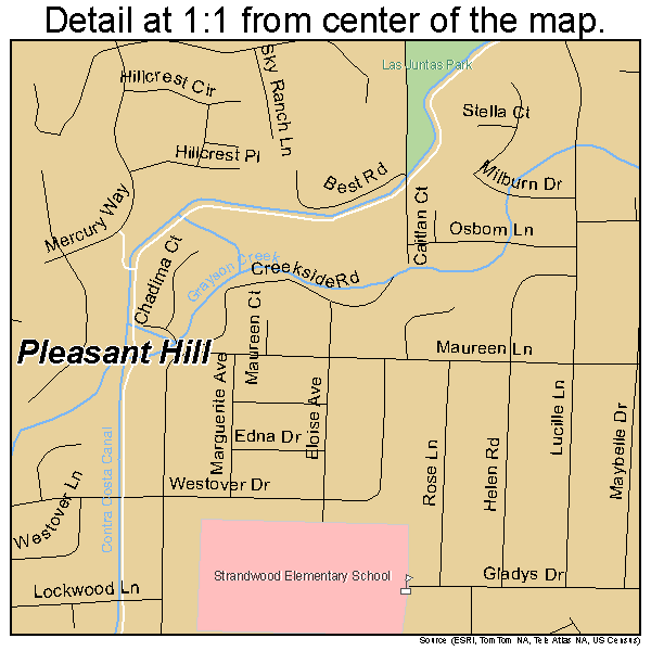 Pleasant Hill, California road map detail