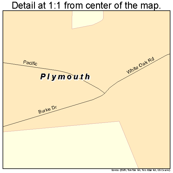 Plymouth, California road map detail