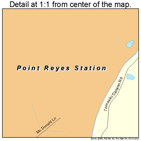 Point Reyes Station, California road map detail