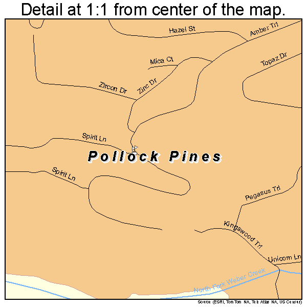 Pollock Pines, California road map detail