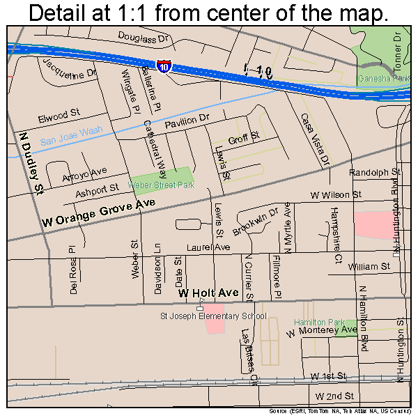 Pomona, California road map detail