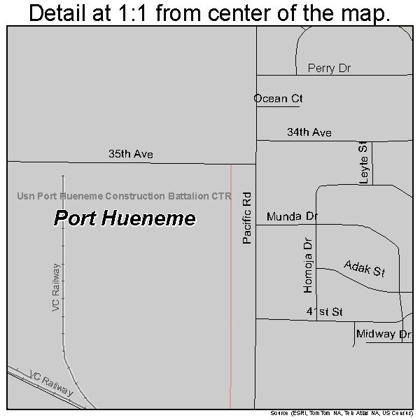 Port Hueneme, California road map detail