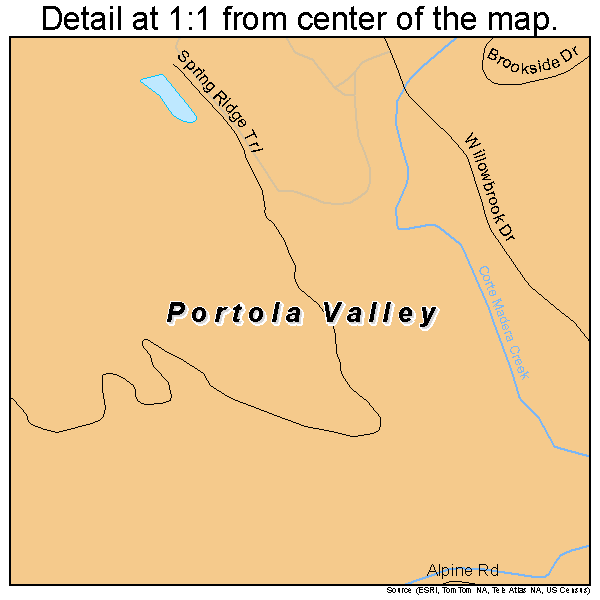 Portola Valley, California road map detail
