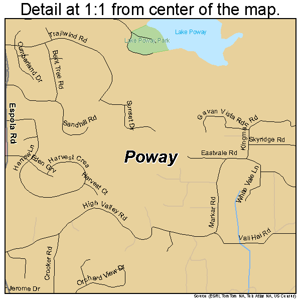 Poway, California road map detail