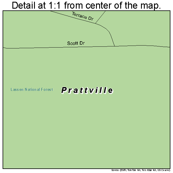 Prattville, California road map detail