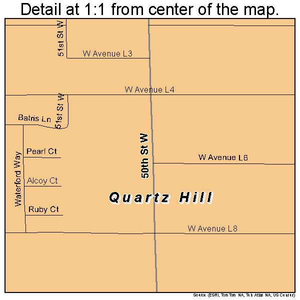 Quartz Hill, California road map detail