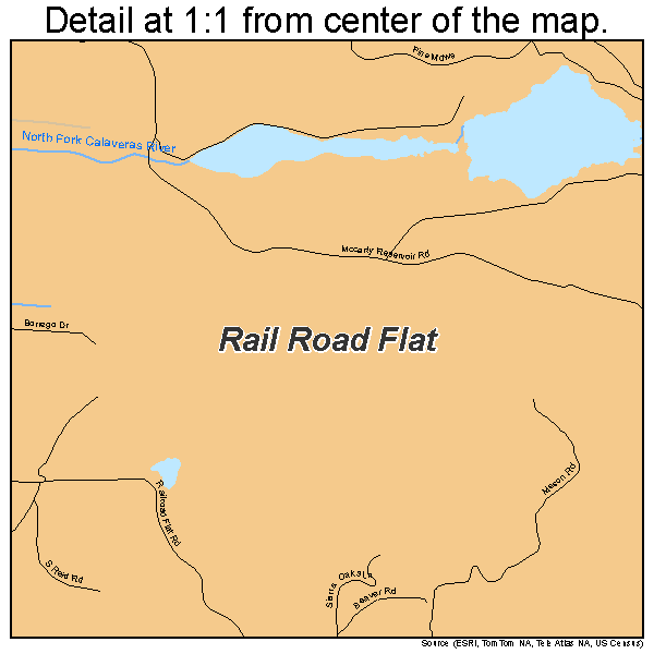 Rail Road Flat, California road map detail