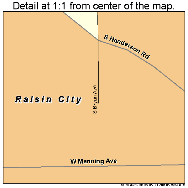 Raisin City, California road map detail