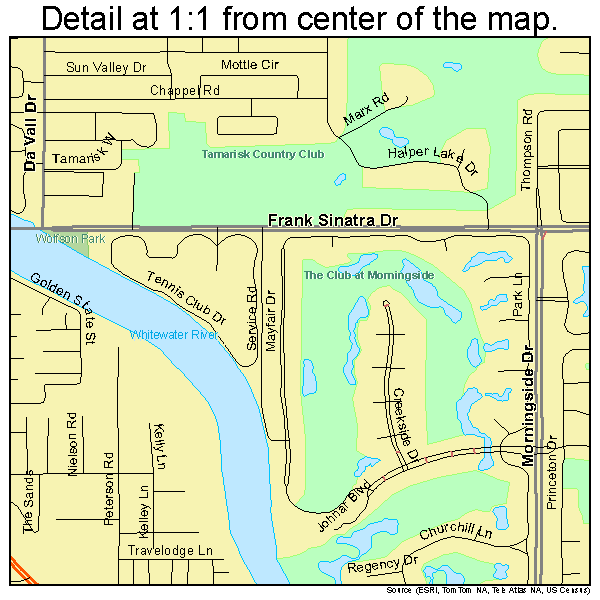 Rancho Mirage, California road map detail