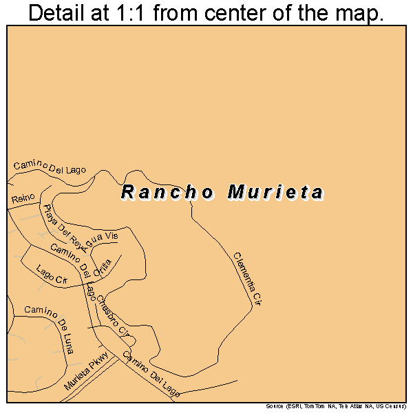 Rancho Murieta, California road map detail
