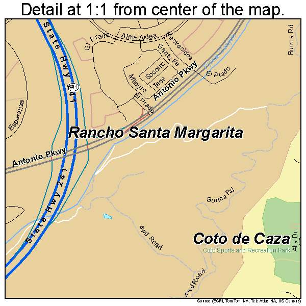 Rancho Santa Margarita, California road map detail