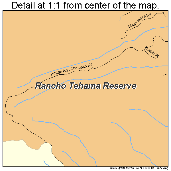 Rancho Tehama Reserve, California road map detail