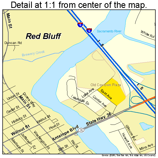 Red Bluff, California road map detail