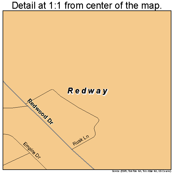 Redway, California road map detail