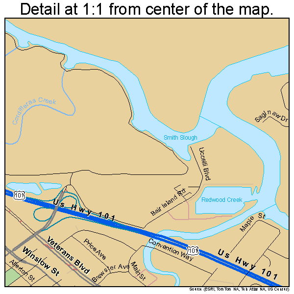 Redwood City, California road map detail