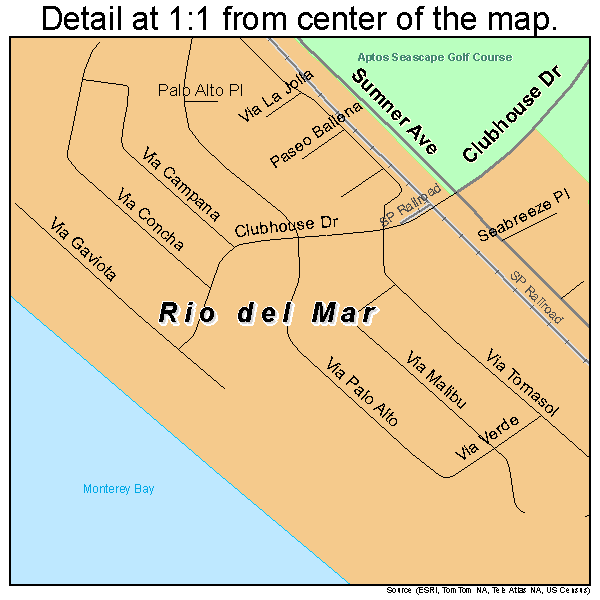Rio del Mar, California road map detail