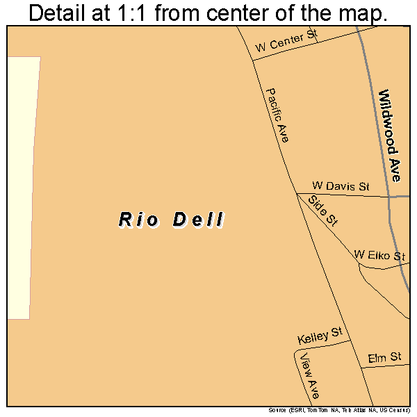 Rio Dell, California road map detail