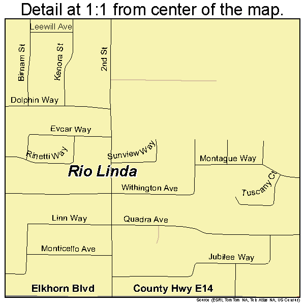 Rio Linda, California road map detail