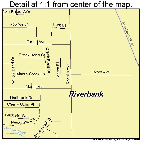 Riverbank, California road map detail